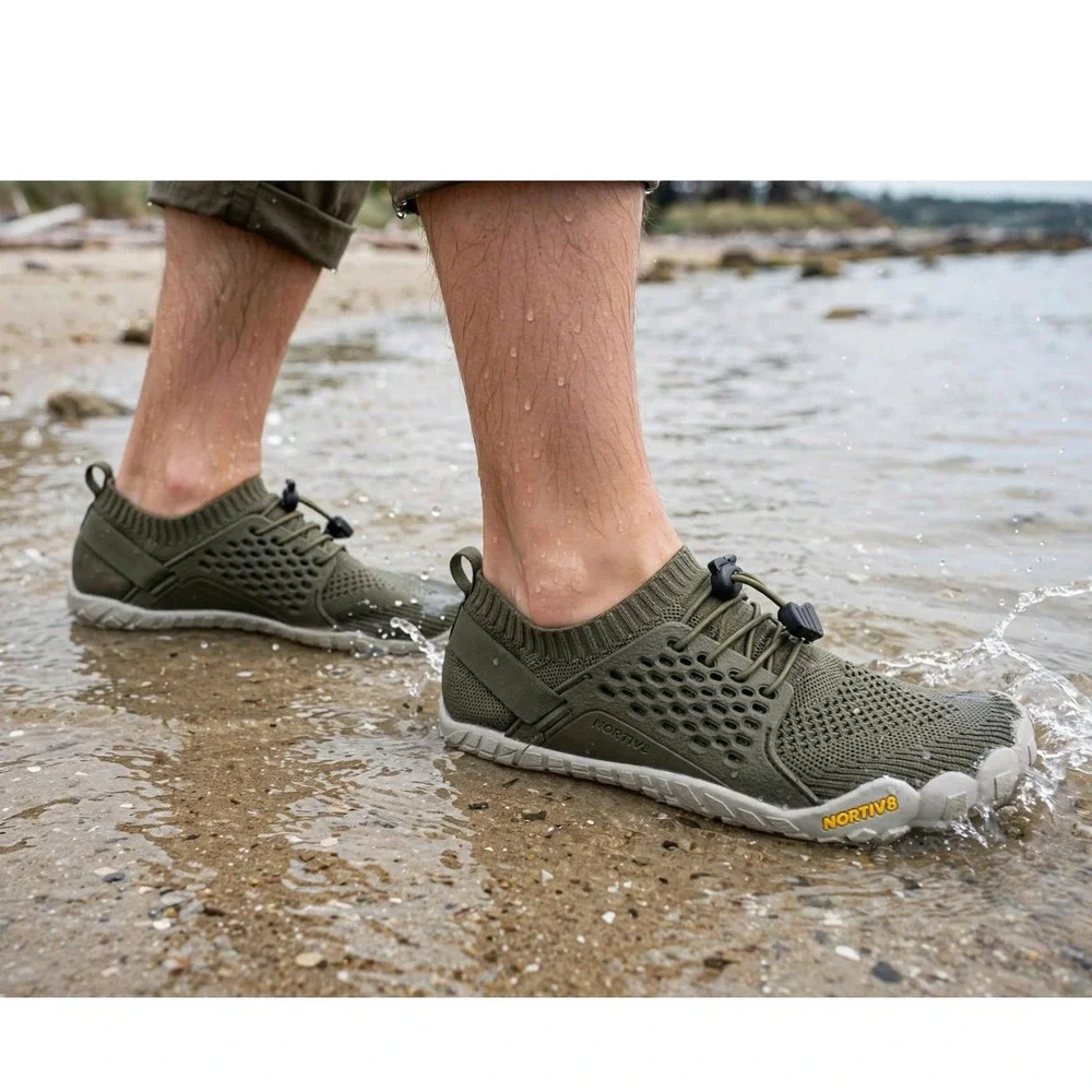 Nortiv 8 Aqua Shoes Mens 4 Olive Green Lightweight Quick Dry Water Shoes